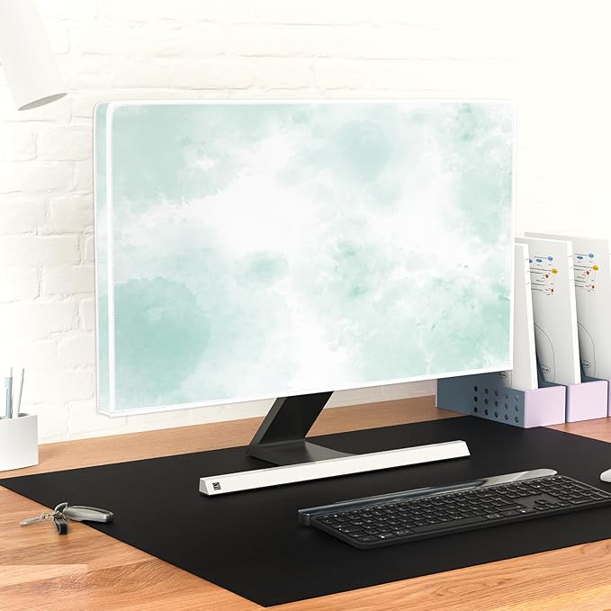Baocicco Abstract Watercolor Waterproof TV Display Screen Cover 58, 59, 60 Inch Cyan Marble Dip Dyeing Dust Proof TV Covers for Television Screen Anti-Static Dustproof Protective，Mint Green