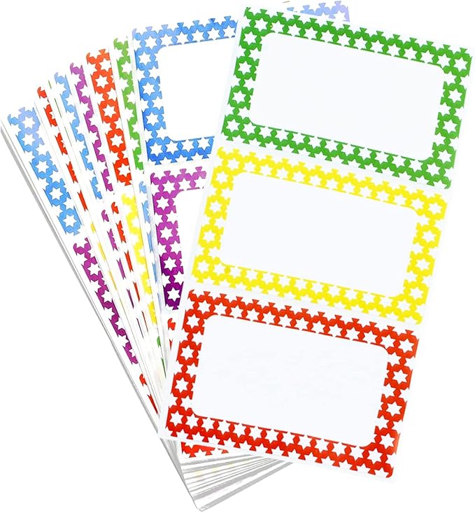 MFLABEL® Colorful Plain Name Tag Labels - 200 Star Stickers, 3.5" x 2.25" Name Tags for Office, Meetings, School, Home, Events, Parties - Durable, Easy to Use, Multipurpose Labels