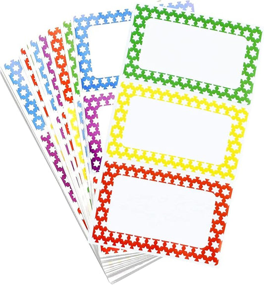 MFLABEL® Colorful Plain Name Tag Labels - 200 Star Stickers, 3.5" x 2.25" Name Tags for Office, Meetings, School, Home, Events, Parties - Durable, Easy to Use, Multipurpose Labels
