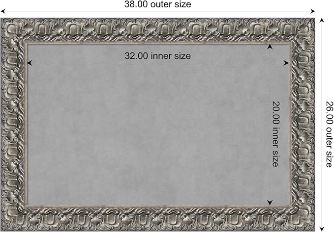 Amanti Art Silver Framed Magnetic Board 26x38 Large Vision Board for use with Magnets, 100% Metal Sheet to Display Items as Office Decor or for Home Organization in mudroom, Kitchen or Kids Room