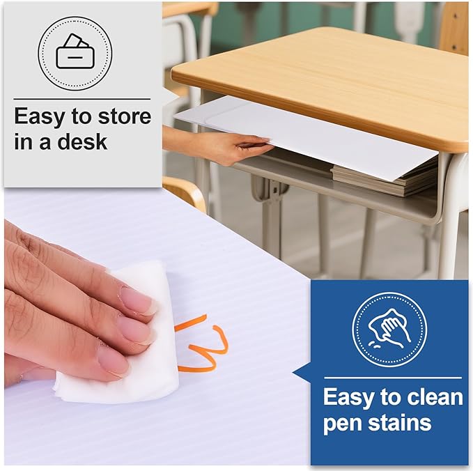 ZYINOZOC 2 Pack Desk Dividers for Students,3-Fold Privacy Screens,Testing Dividers for Classroom Waterproof,Plastic Easy Clean Privacy Shields for Student Includes Extra Labels