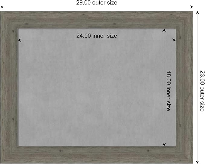 Amanti Art Grey Framed Magnetic Board 23x29 Medium Vision Board for use with Magnets, 100% Metal Sheet to Display Items as Office Decor or for Home Organization in mudroom, Kitchen or Kids Room