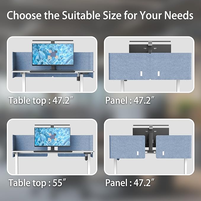 ERGO COLLECT Desk Privacy Panel,2PCS L-Shaped Clamp-On Office Desk Divider,2-in-1 Adjustable Acoustic Desktop Partition Or Under Desk Modesty Screen,for Office,Home,Felt(Blue, 47.2" x 17.7")