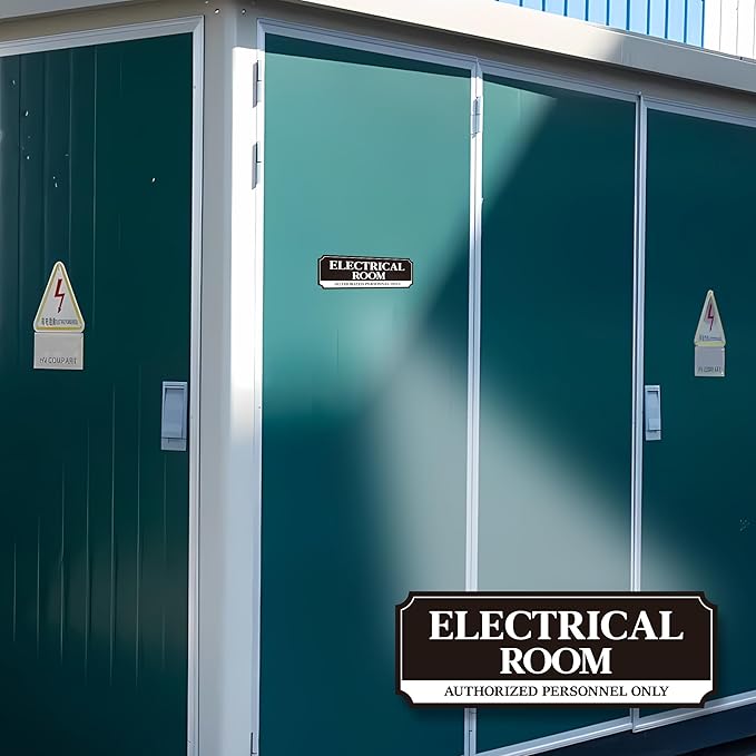 Electrical Room Door Sign for Business，Self-Adhesive Durable Modern Electrical Closet Room Sticker for Home, UV and Weather Resistant Authorized Personnel Only Signs for Business ，Workplace