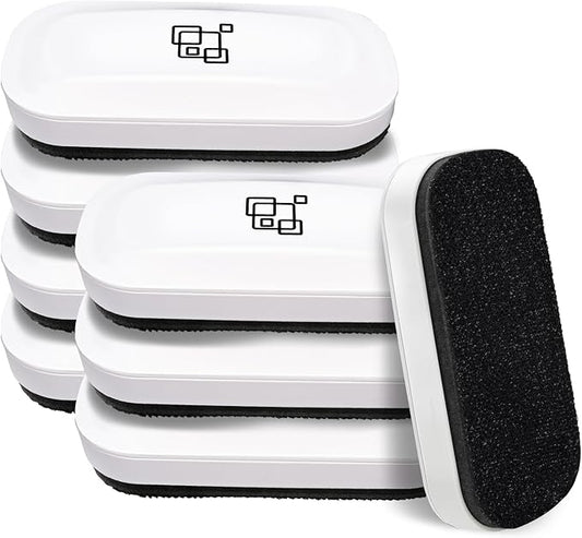maxtek Magnetic Dry Erase Eraser Bulk, White Board Erasers - 8 Pack, Glass Whiteboard Eraser for Office and School Classroom Supplies (Pure White)