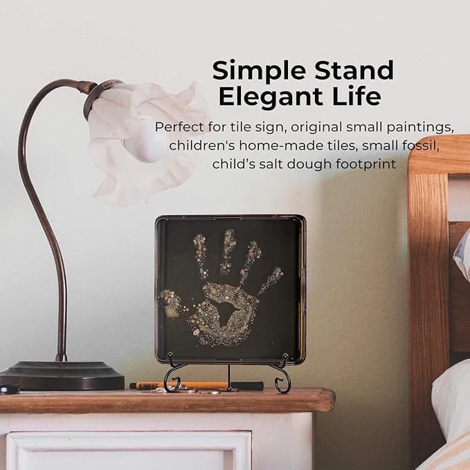 TR-LIFE 4 Pack Plate Stands for Display - 6 Inch Plate Holder Display Stand + Metal Easel Stand for Picture Frame, Decorative Plates, Book, Photo, Collectibles (4 Pack)