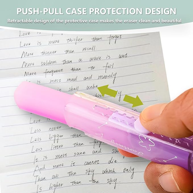 PANDENNER Retractable Pencil Eraser, Cute Erasers,Gradient Jelly Eraser,Suitable for School Home Office Supplies, 4Pcs (Eraser-ZHFL)