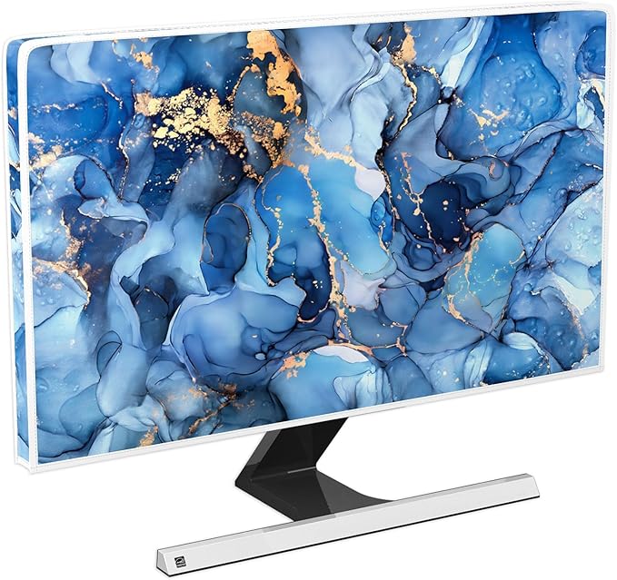 Baocicco Navy Blue Gold Marble Waterproof TV Dust Cover 58, 59, 60 Inch Creative Texture Grain Television Screen Cover Abstract TV Display Protectors Protective LED LCD OLED TVs Dust-Proof