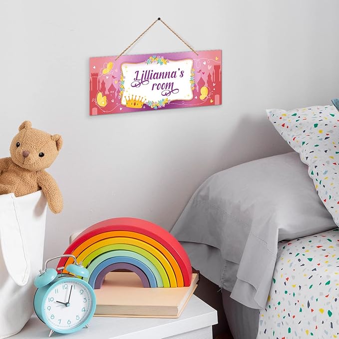 Custom Girl/Boy Name Sign Personalized Children Decor Sign For Kids Bedroom,Castle Tent, Christmas And Wall Sign 5x13 Inches, ACM, Made in USA