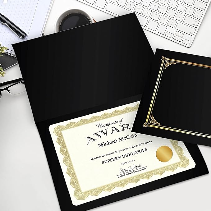 Geographics Optima Gold Blank Award Certificate Paper with Gold Foil Seals, 8.5 x 11", Seal 1.75" (Pack of 25)