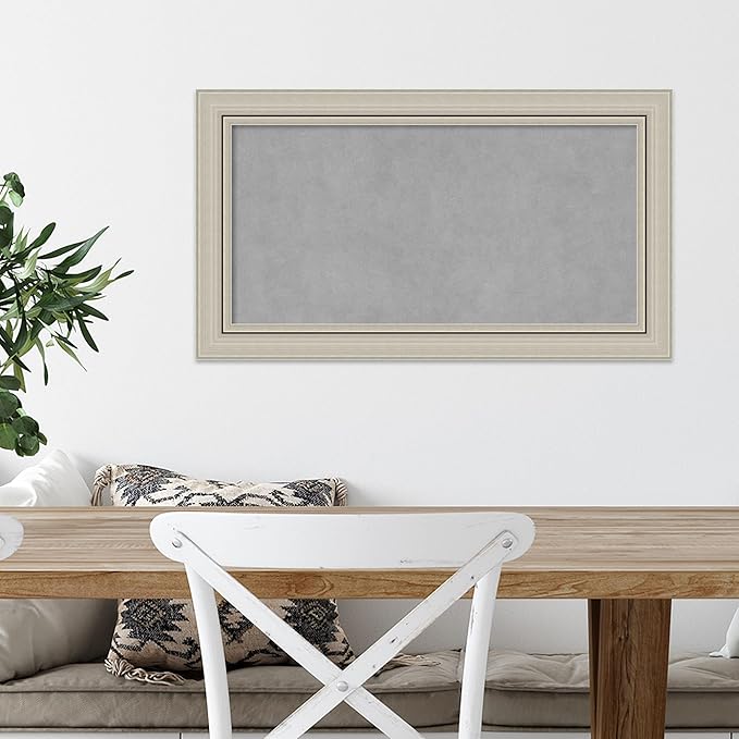 Amanti Art Silver Framed Magnetic Board 16x28 Small Vision Board for use with Magnets, 100% Metal Sheet to Display Items as Office Decor or for Home Organization in mudroom, Kitchen or Kids Room