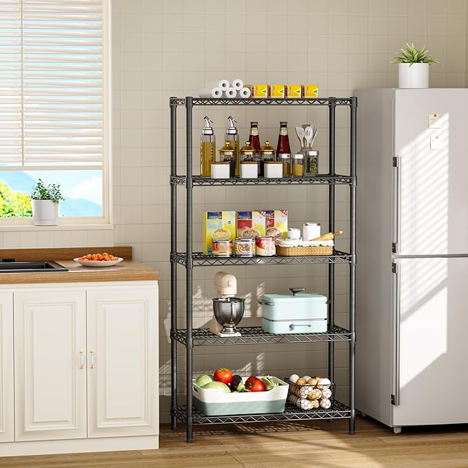 SINGAYE 5 Shelf Adjustable Heavy Duty Storage Shelving Unit 350 lbs per Shelf Steel Organizer Wire Rack Storage for Garage Office Pantry Ktichen Black 14" Dx36 Wx72 H