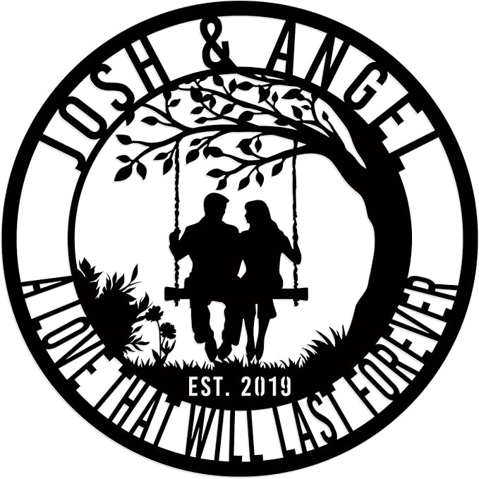 Efcustomgifts Personalized 50th Anniversary Metal Signs for Couple, 12x18 inches, Classic Style, Love Theme, Indoor/Outdoor Use