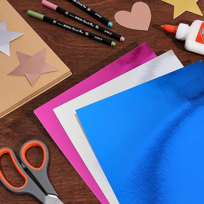 Bright Creations Metallic Cardstock Sheets - Foil Card Stock, Craft Paper for DIY Projects - Assorted Metallic Cardstock for Scrapbook Supplies - Multicolor, 250 GSM, 8.5x11 In, 100 Count
