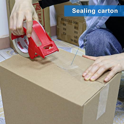 JIALAI HOME 12 Rolls Clear Packing Tape, Heavy Duty Packaging Tape with Dispenser,1.88In x 55Yd,2.4Mil Thick Industrial Grade Transparent Tape Refills for Shipping,Moving,Sealing and storages