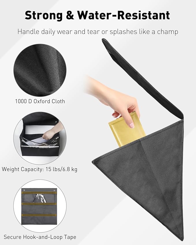Uniclife Mail Slot Catcher for Door, Large Capacity Letter Catcher Letterbox Catcher, Front Door Mail Catcher with Hook and Loop Fasteners, Indoor Post Catcher Bag for Small Packages & Magazines