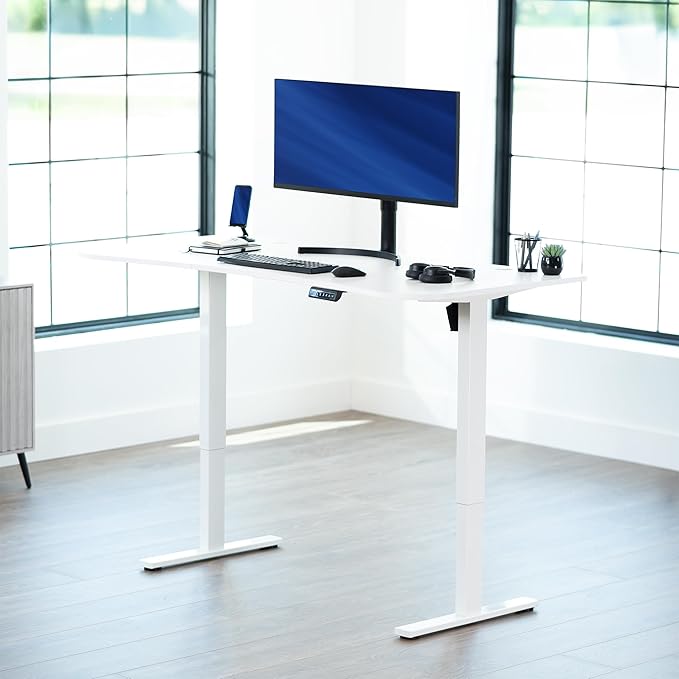 VIVO Electric 63 x 32 in Standing Desk, Memory Height Adjustment, 1B Series, Holds 220 lbs, White Top White Frame, DESK-KIT-1W1W