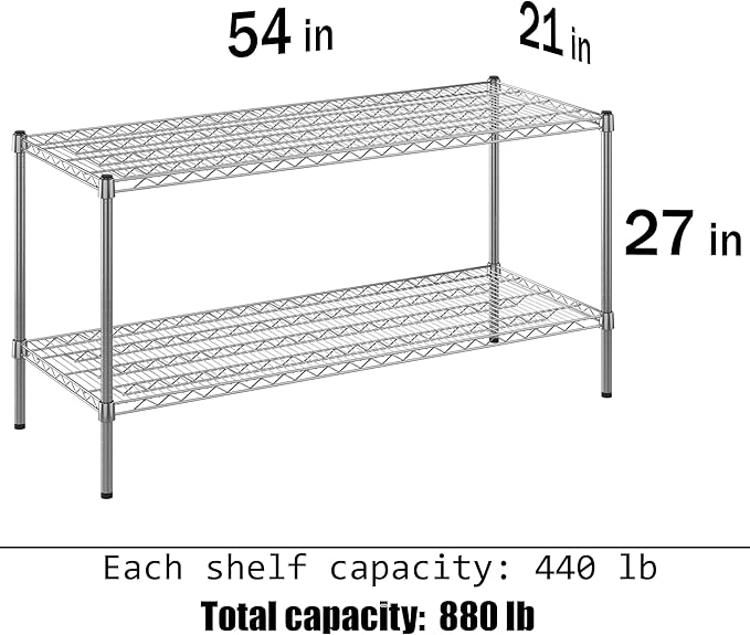 Regal Altair 21" Deep x 54" Wide x 27" Height Wire Shelving Kit | 2-Tier | NSF Commercial Storage Rack Unit