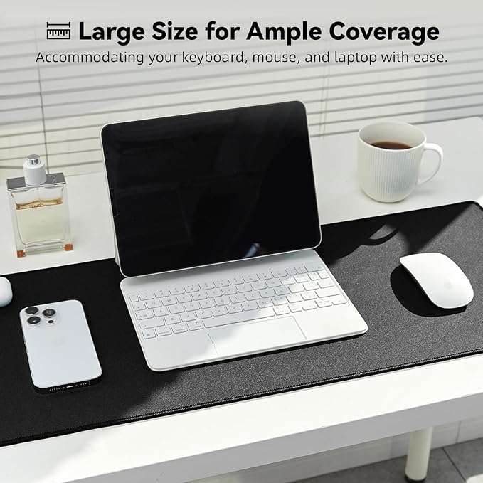 Reniteco Large Gaming Mouse Pad with Durable Stitched Edges, Non-Slip Rubber Base, Big Computer Keyboard Mouse Mat Desk Pad for Home Office Gaming Work, 31.5''x11.8''x0.12'', Black