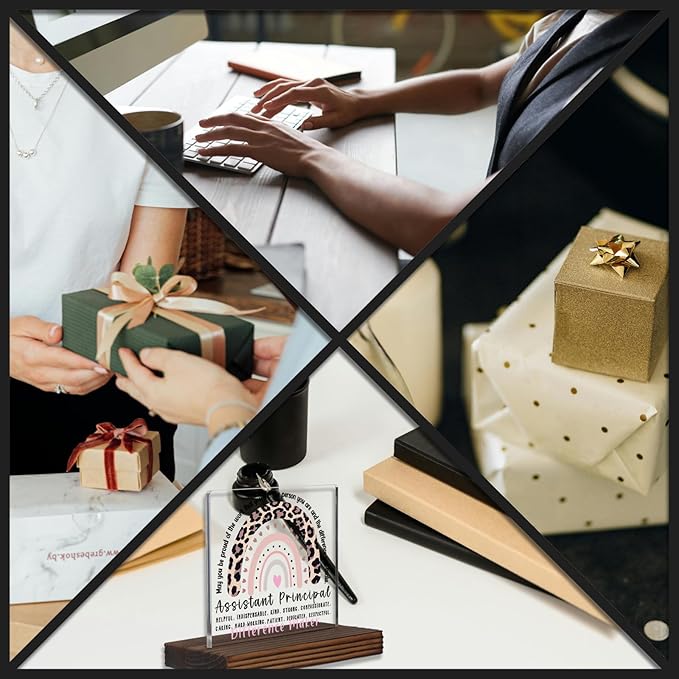Assistant Principal Gift Sign, Appreciation Plaque for School Leaders and Admins, Leopard Print Thank You Desk Decor for Office Recognition PA071