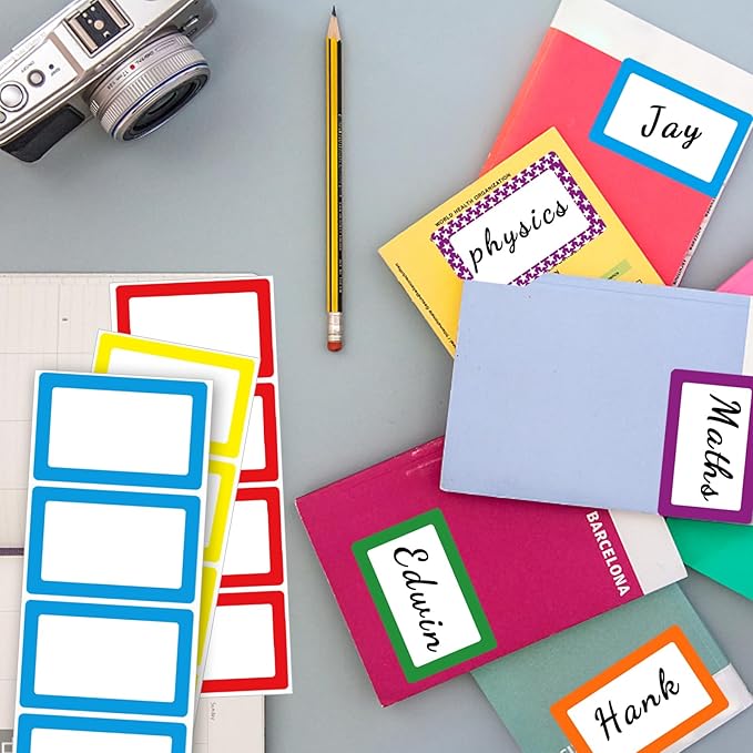 Yeachlaing 6 Classic Colors Name Tag Stickers,240PCS Waterproof Stickers Name Tags 3 1/2 X 2 1/4 Name Labels for Office,Meeting,School and Home