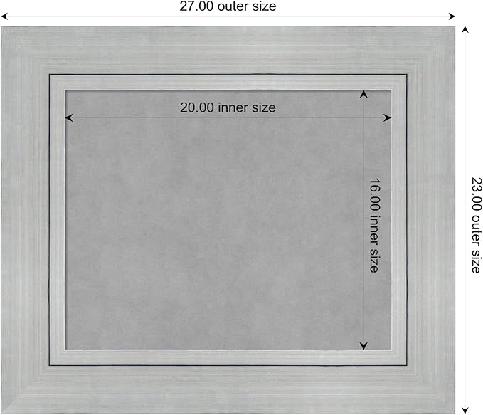 Amanti Art Silver Framed Magnetic Board 23x27 Small Vision Board for use with Magnets, 100% Metal Sheet to Display Items as Office Decor or for Home Organization in mudroom, Kitchen or Kids Room