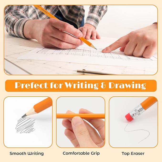 Hapikalor 360-Pack Sharpened #2 Yellow Pencils with Erasers, Bulk Pack Graphite Pencils for School Classroom Teacher Supplies, Writing, Drawing and Sketching