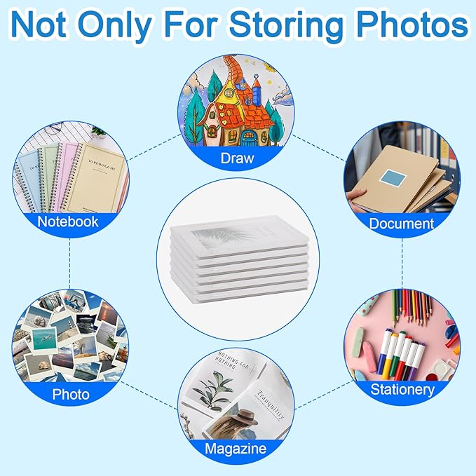 6 Pcs Photo Storage Box, 8x10 Inches Clear Scrapbook Paper and Photo Organizer with Snap-On Lock for Pictures, Crafts, Office Supplies, Stamps, and Documents