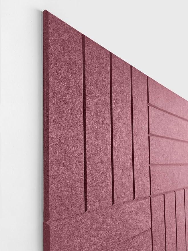 DECORITA Felt Bulletin Board Tiles | Modern Cork Board Alternative | Large Cork Boards for Walls | Aesthetic Felt Wall Panels for Office & Home Decor | Pinboard & Photo Board (12-Pack) | Red Wine