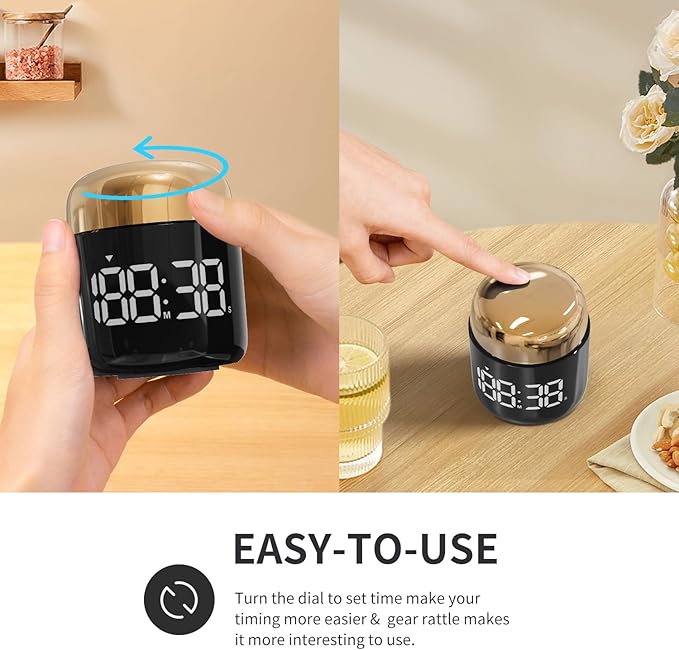 MeesMeek Digital Kitchen Timer,Countdown Countup Timer with Large LED Display Volume Adjustment,Timer for Cooking, Classroom Time for Kids and Teachers. (Gold)