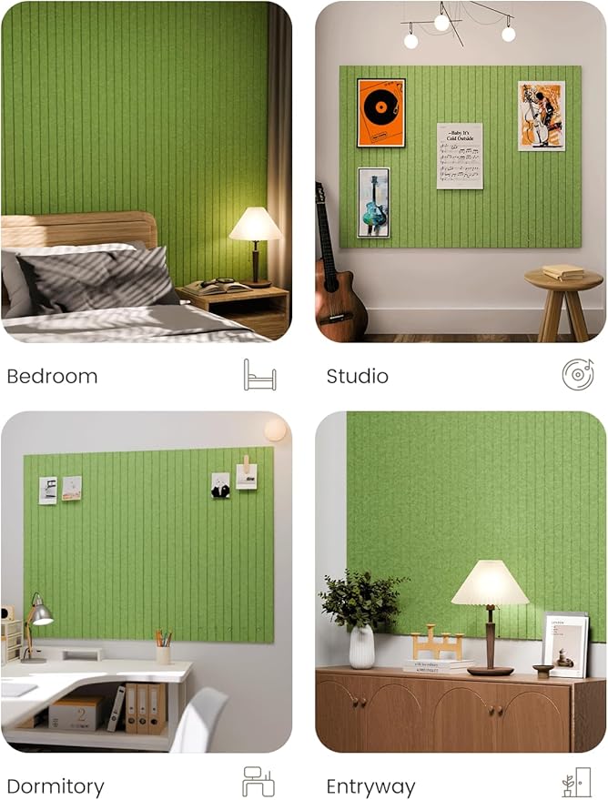 Fluxynara Large Felt Bulletin Board 48" x 36" Cork Board Alternative-12 Pack with 70 Safe Removable Adhesive Tabs, Cork Boards for Walls Cork Board for Home Office Classroom Pin Board-Kelly Green