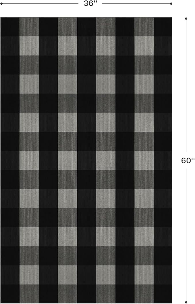 GENIMO Checkered Rug 3x5 Ft Black and White Outdoor Rug Buffalo Plaid Rugs Mat Fall Doormats Washable Rug for Front Porch Decor Indoor Entrance Patio Balcony Entryway