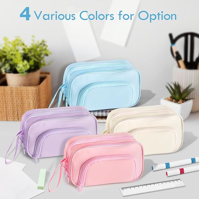 SANANT Large Capacity Pencil Case with Pull-out Structure - Multifunctional Extra Big Pencil Pouch Pen bag, Portable Stationery Organizer with Zipper, Office School Supplies for Teen Boys Girls, Blue