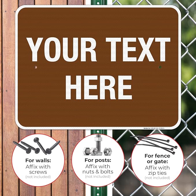 Custom Sign, Personalized Metal Signs, Customize for Business, Workplace, Home, Airbnb, Delivery Brown Signs, 18x24 Inches, 3M EGP Reflective .080 Aluminum, Fade Resistant, Made in USA by Sigo Signs
