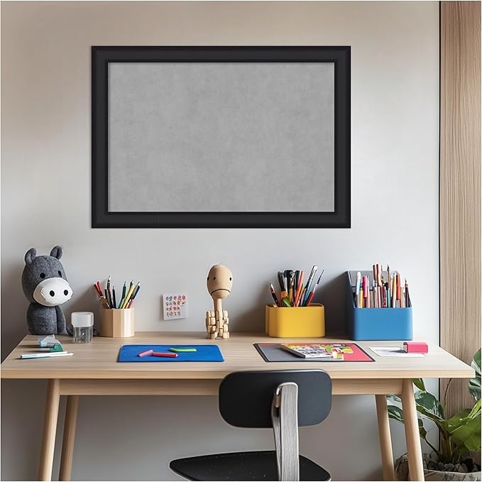 Amanti Art Black Framed Magnetic Board 19x27 Medium Vision Board for use with Magnets, 100% Metal Sheet to Display Items as Office Decor or for Home Organization in mudroom, Kitchen or Kids Room