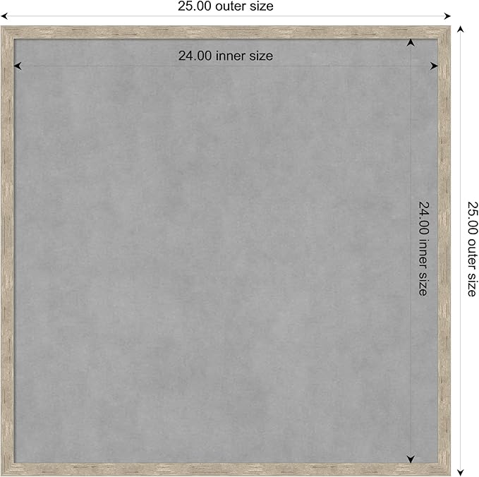 Amanti Art Silver Framed Magnetic Board 25x25 Medium Vision Board for use with Magnets, 100% Metal Sheet to Display Items as Office Decor or for Home Organization in mudroom, Kitchen or Kids Room