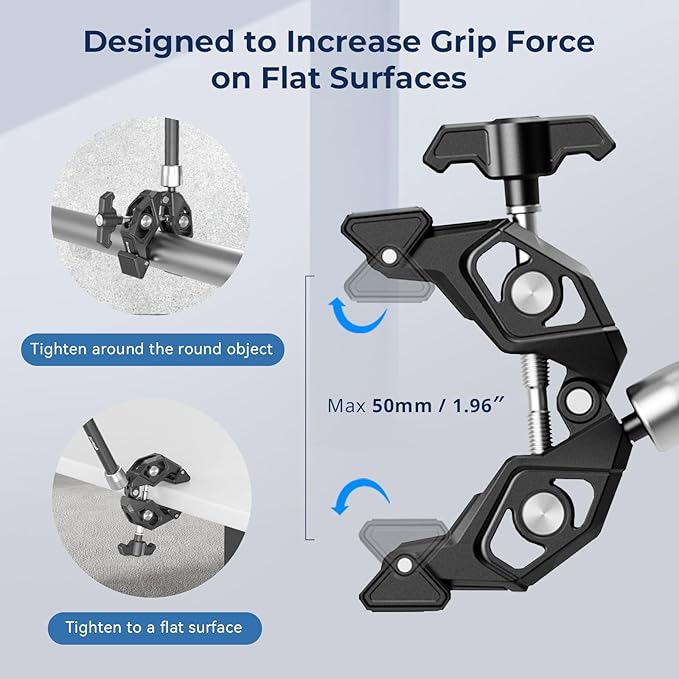 SMALLRIG Magic Arm Clamp Kit, Camera Mount Articulating Friction Arm w Super Clamp, w 1/4"-20 Screw and Thread Hole, for Camera, Light, Monitor, Webcam or Action Camera 1.5kg, for Table, Tube