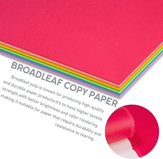 Colored Copy&Print Paper 8.5X11 Inches,180 Sheets 9 Colors Rainbow A4 Printer Paper 20 lb/90GSM Colored Origami Paper for Cutting DIY Kids Art Craft