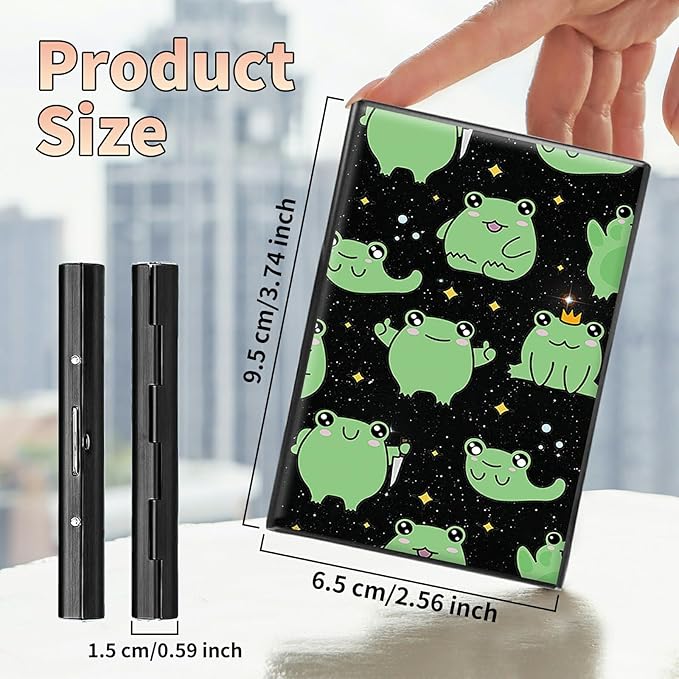 BWEGRHE Slim Credit Card Holder, Princess Frog RFID Blocking Metal Wallet for Men & Women, Aluminum Minimalist Hard Case Pocket-Sized Business Cards Organizer (Fits Up to 10 Cards)