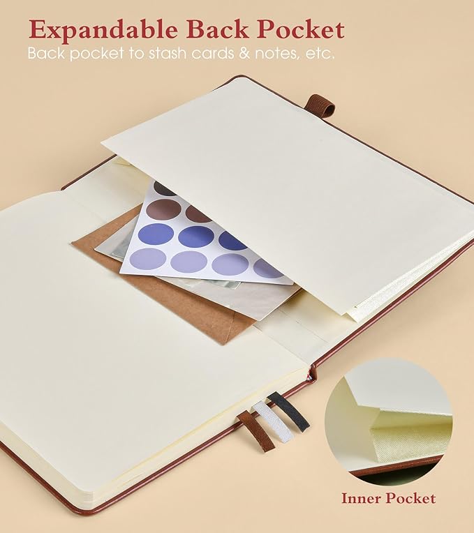 PAIBAS Blank Journal Notebook for Women Men,160 Pages,A5 Hardcover Sketchbook for Drawing, Sketch book, Unlined Notebooks for School,Work, Note Taking,Travel Journals for Writing 5.8"x8.5" (Brown)