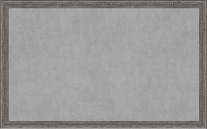 Amanti Art Grey Framed Magnetic Board 27x43 Large Vision Board for use with Magnets, 100% Metal Sheet to Display Items as Office Decor or for Home Organization in mudroom, Kitchen or Kids Room