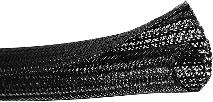 25ft - 1/4 inch Cord Protector Wire Loom Tubing Cable Sleeve Split Sleeve for USB Cable Power Cord Audio Video Cable - Management for TV Computer - Protect Cat from Chewing Cords - Black