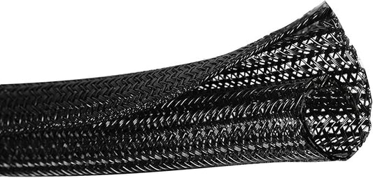 10ft - 1/4 inch Cord Protector Wire Loom Tubing Cable Sleeve Split Sleeve for USB Cable Power Cord Audio Video Cable - Management for TV Computer - Protect Cat from Chewing Cords - Black