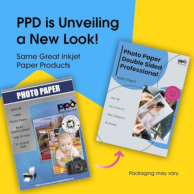 PPD Double Sided Photo Paper, Satin Pearl Brochure Paper 11 x 17 for Inkjet Printer, 290 gsm, 10.7 mil Thick for Magazine, Flyer, Presentation, Program, Instant Dry & Water Resistant (50 Sheets)