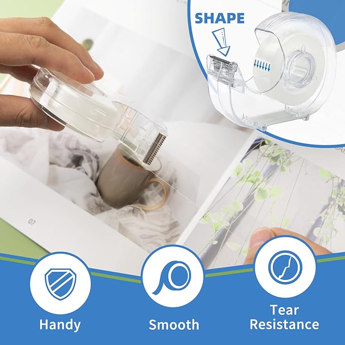JEFURE 36 Pcs Transparent Tape with Dispenser, 0.7 in x 1000 in Clear Tapes and Refillable Dispensers, Office Tape Rolls with Dispenser Bulk for Craft Jobs, Gift Wrapping, Repairing, Home and School