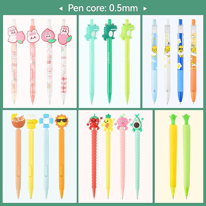Jollin 12PCS Cute Kawaii Mechanical Pencils Set with Lead Refills and Erasers, 0.5mm & 0.7mm Point, Bulk Mechanical Pencils for Kids Girls