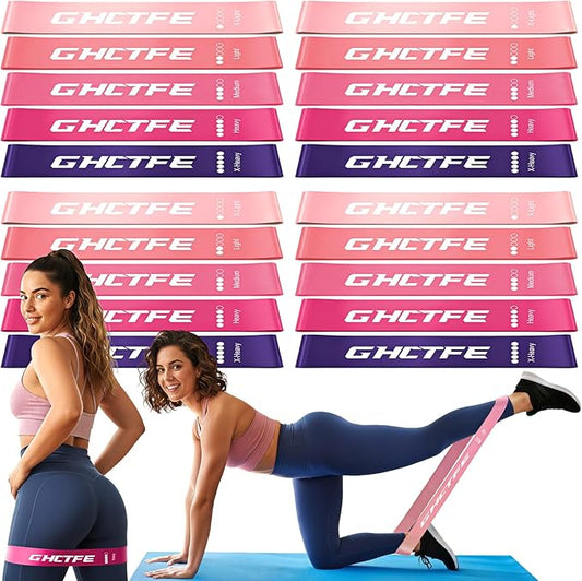 GHCTFE 20PCS Resistance Bands Bulk Set for Trainers, Small Groups & Fitness Classes, Mini Bands for Glutes, Legs, and Core Workouts, Loop Exercise Bands with Storage Bag, Gift for Workout Buddies