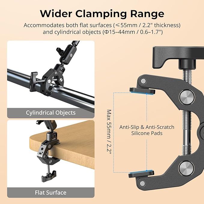 SMALLRIG Desktop Clamp Magic Arm Kit for MagSafe for iPhone, 67cm Two-Stage Adjustable Flexible Arm with Secure Grip for Smartphone, Webcam, Action Cameras - 5626