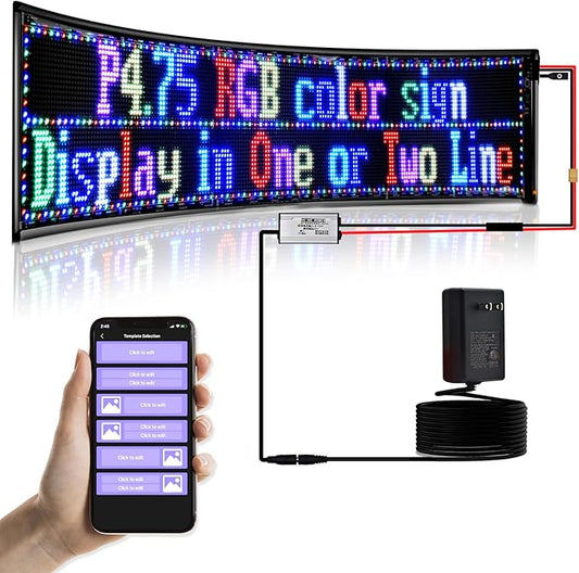 Double Row Scrolling LED Sign,Programmable Flexible LED Matrix Panel,Bluetooth APP Control,DIY Text, Patterns, Animations