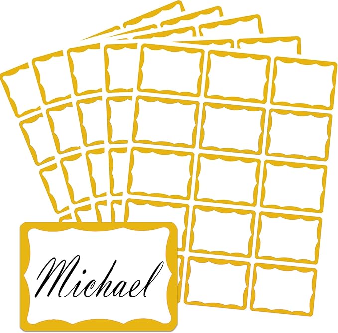405 Pcs Gold Name Tag Stickers, 2"x 3" Adhesive Sticky Name Tags Sticker Name Badges Labels for School, Classroom, Reunion, Office, Home, Party